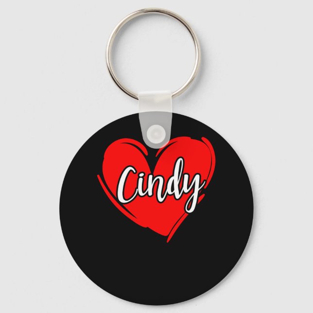 I Love CINDY - Love Heart, Gifts Valentine's Day Key Ring (Front)