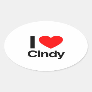 i love cindy oval sticker
