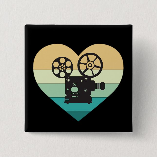 I Love Cinema Retro Movie Projector 15 Cm Square Badge (Front)