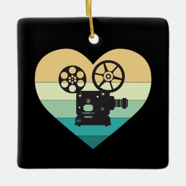 I Love Cinema Retro Movie Projector Ceramic Ornament (Front)