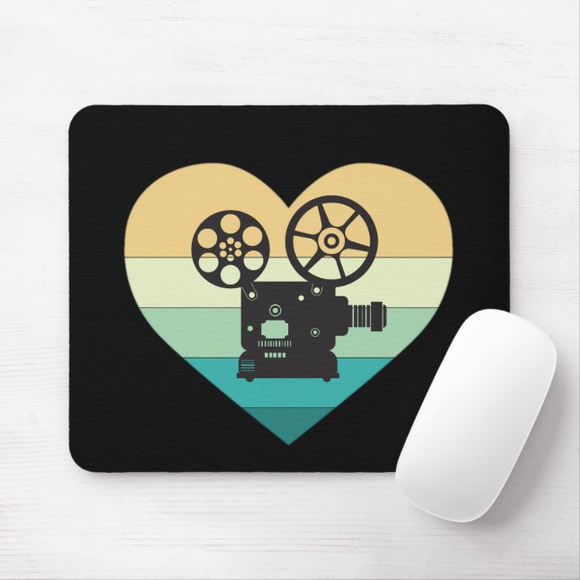 I Love Cinema Retro Movie Projector Mouse Mat (With Mouse)