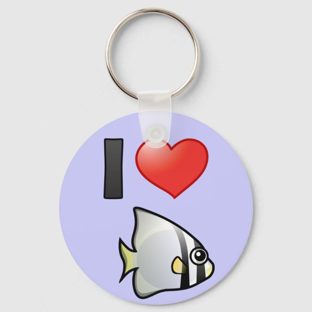 I Love Circular Batfish Key Ring (Front)