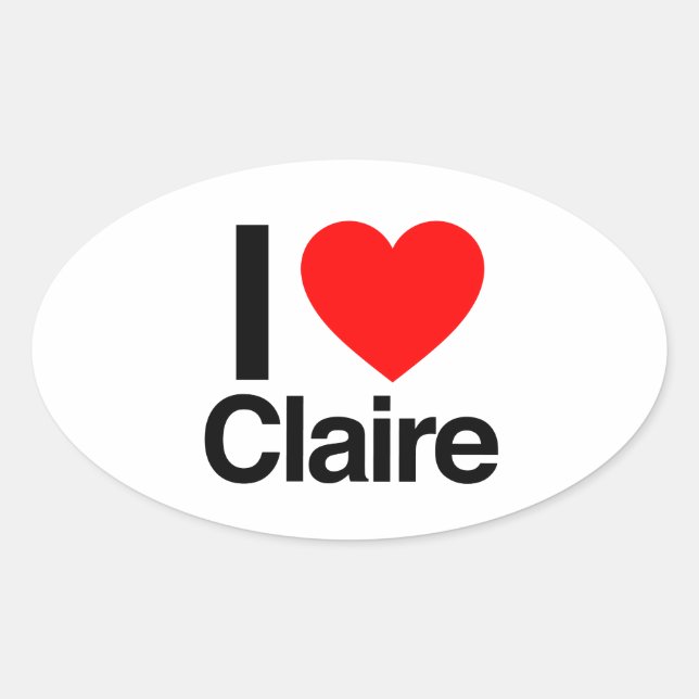 i love claire oval sticker (Front)