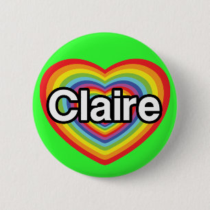 I love Claire: rainbow heart 6 Cm Round Badge