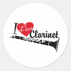 I Love Clarinet Classic Round Sticker