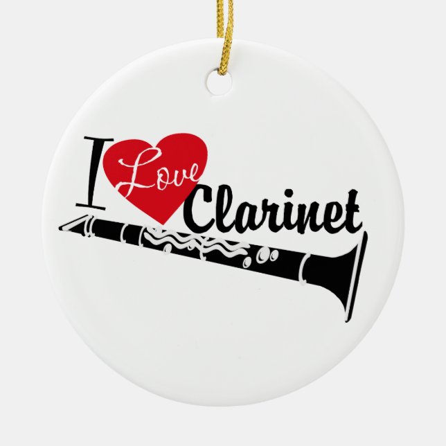 I Love Clarinet Marching Band Photo Ceramic Tree Decoration (Front)