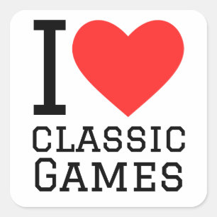 I love classic games square sticker