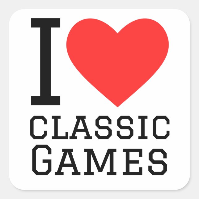 I love classic games square sticker (Front)