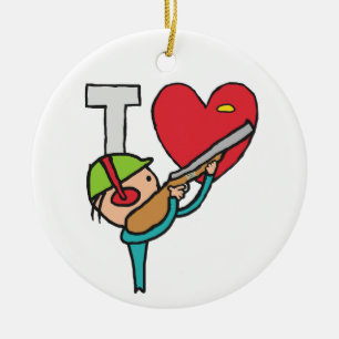 I Love Clay Pigeon Shooting Ceramic Tree Decoration