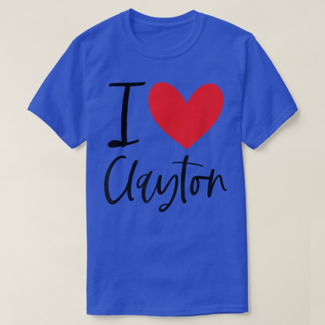 I Love Clayton Name Heart Personalized Men Guy BFF T-Shirt (Design Front)