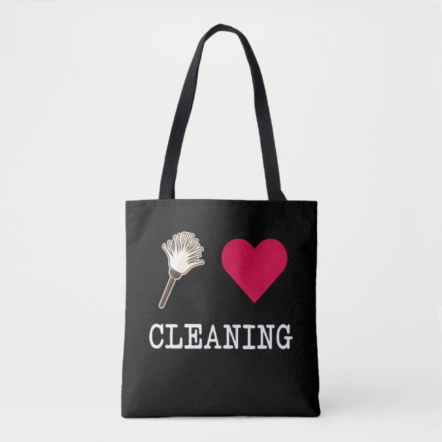 I love Cleaning Funny Housekeeper Tote Bag (Front)