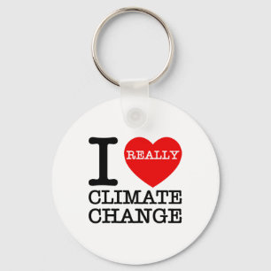 I Love Climate Change Heart Glol Warming Funny Ear Key Ring
