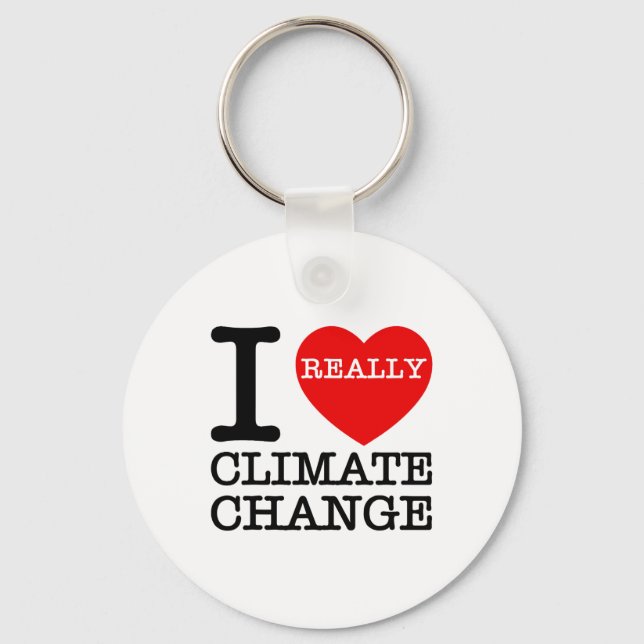 I Love Climate Change Heart Glol Warming Funny Ear Key Ring (Front)