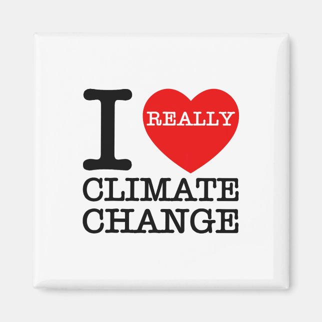 I Love Climate Change Heart Glol Warming Funny Ear Magnet (Front)