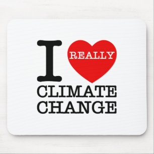 I Love Climate Change Heart Glol Warming Funny Ear Mouse Mat