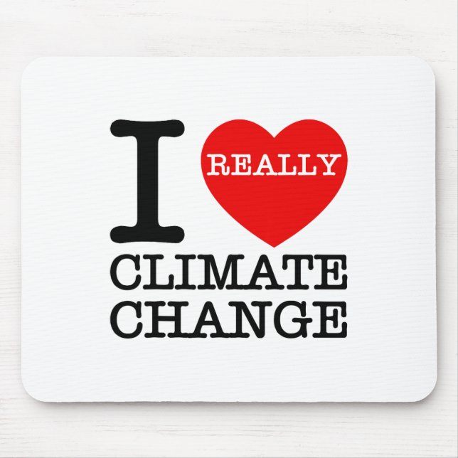 I Love Climate Change Heart Glol Warming Funny Ear Mouse Mat (Front)