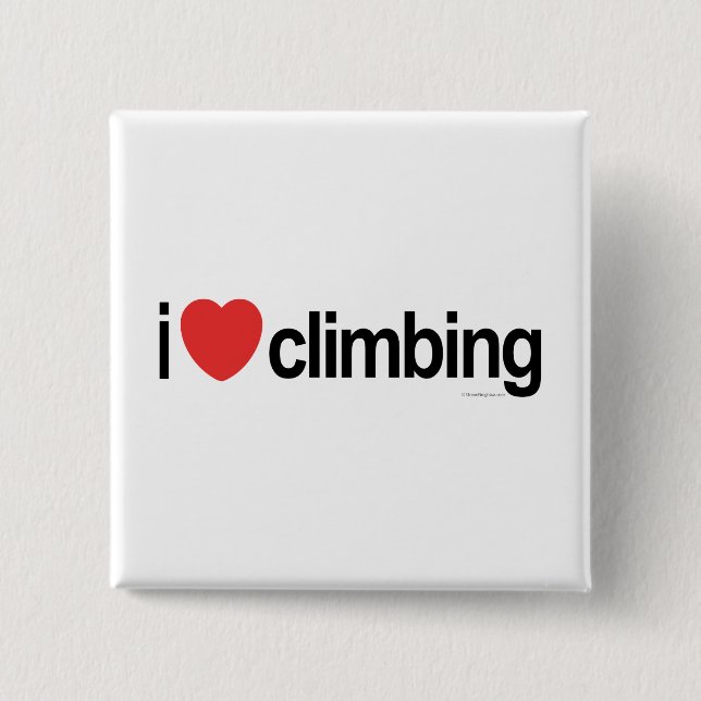 I Love Climbing 15 Cm Square Badge (Front)