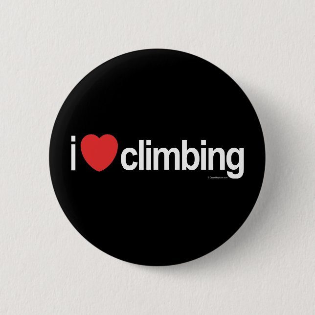 I Love Climbing 6 Cm Round Badge (Front)
