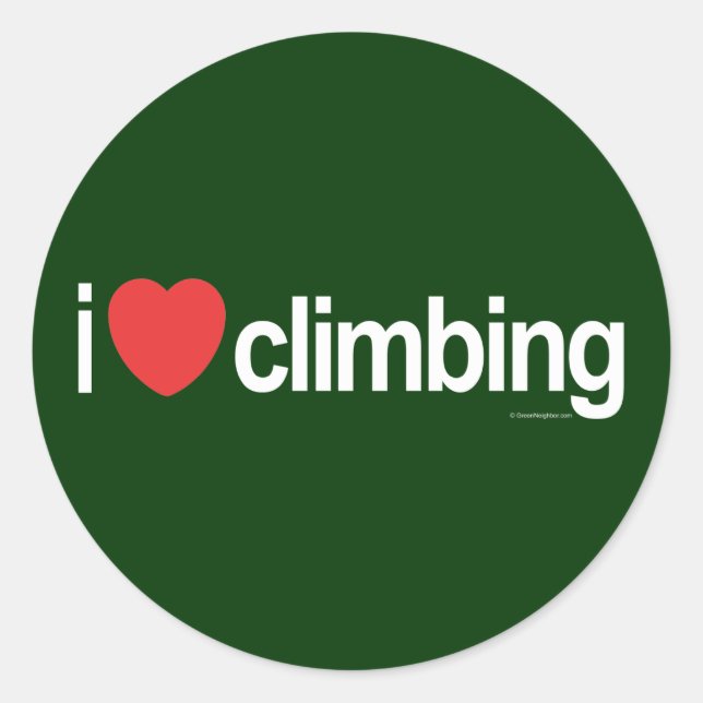 I Love Climbing Classic Round Sticker (Front)