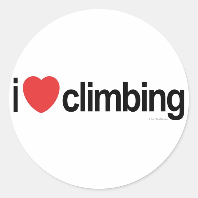 I Love Climbing Classic Round Sticker (Front)