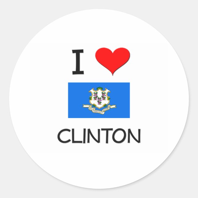 I Love Clinton Connecticut Classic Round Sticker (Front)