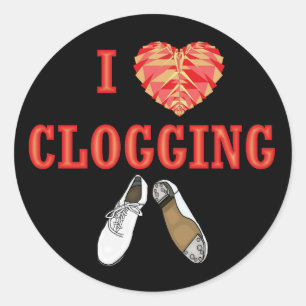 I Love Clogging Dancing Shoe Heart Classic Round Sticker