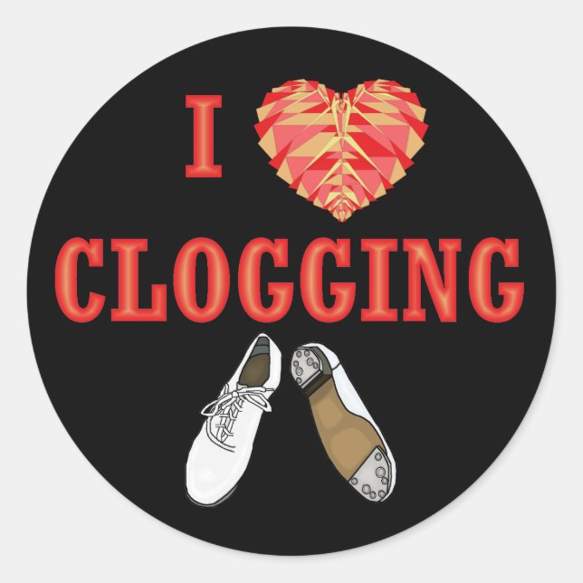 I Love Clogging Dancing Shoe Heart Classic Round Sticker (Front)