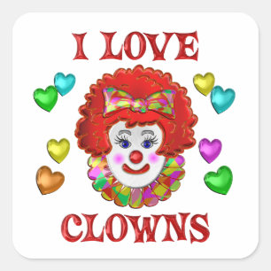 I LOVE CLOWNS SQUARE STICKER