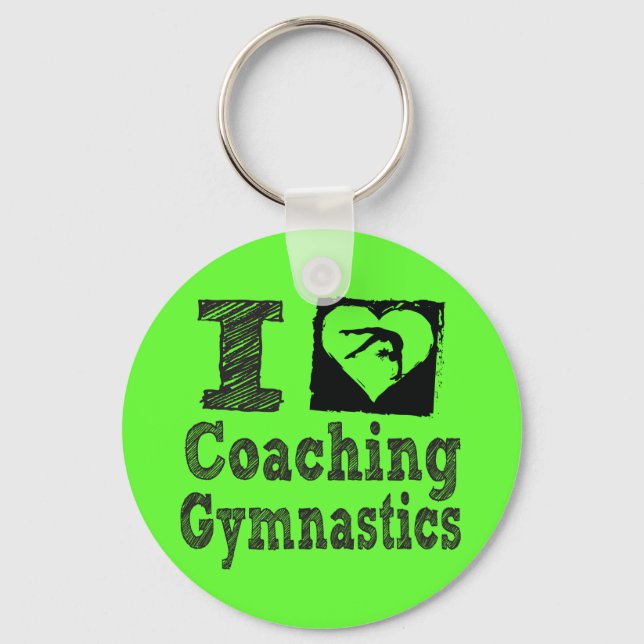 I Love Coaching Gymnastics Key Ring (Front)