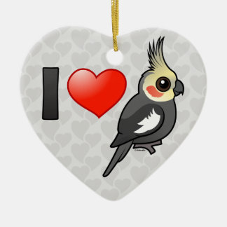 I Love Cockatiels Ceramic Tree Decoration