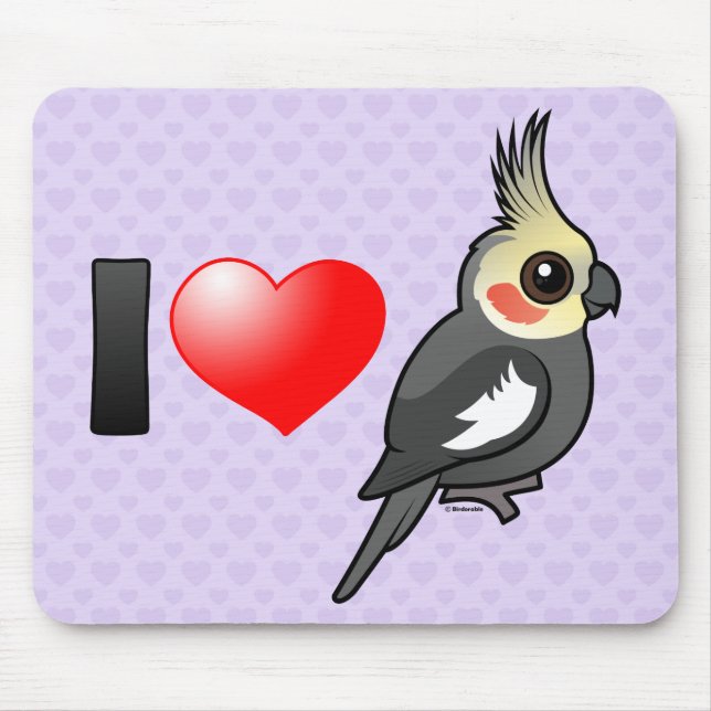 I Love Cockatiels Mouse Mat (Front)