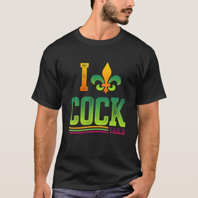I Love Cocktails Mardi Gras T-Shirt (Front)