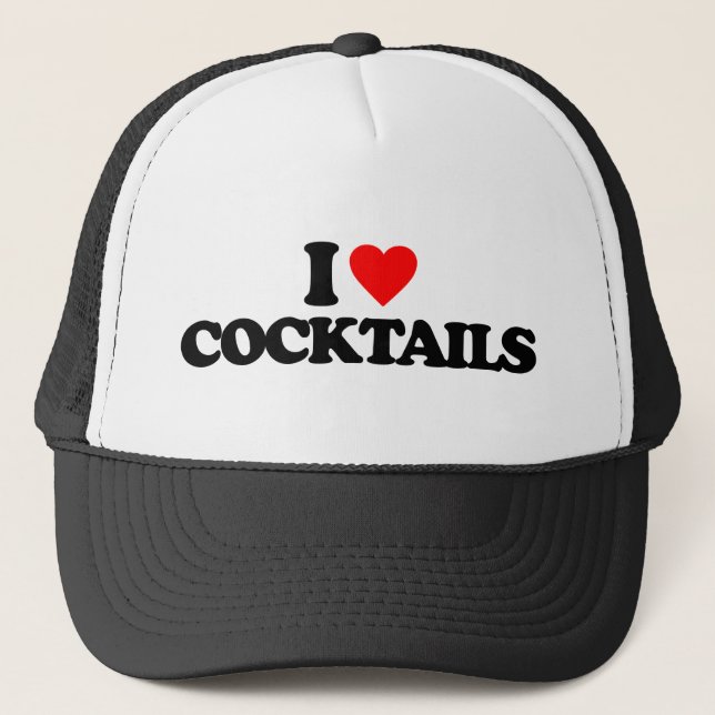 I LOVE COCKTAILS TRUCKER HAT (Front)