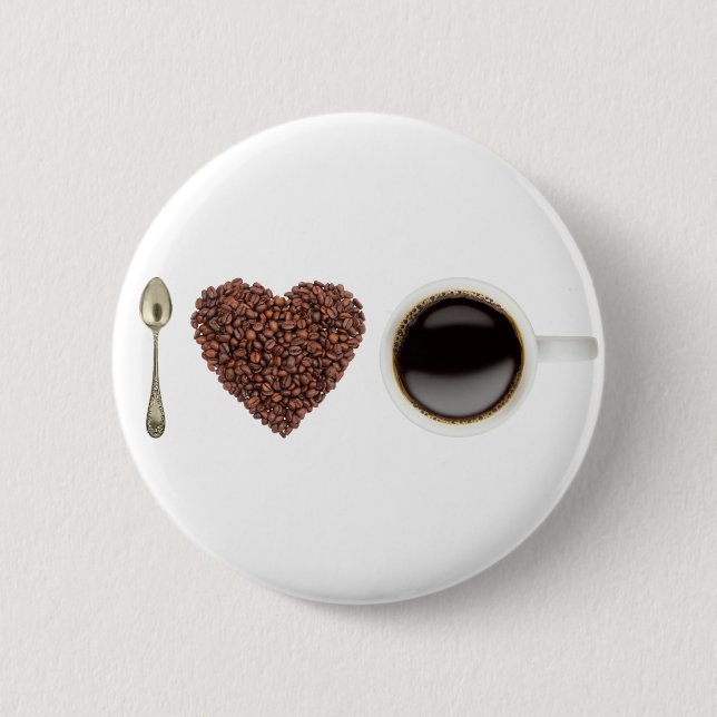 I Love Coffee 01 6 Cm Round Badge (Front)