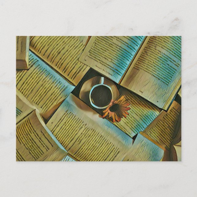 I love coffee and books postcard (Front)
