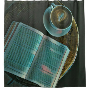 I love coffee and books shower curtain