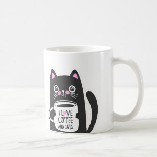 I love coffee and cats - Choose background color Coffee Mug
