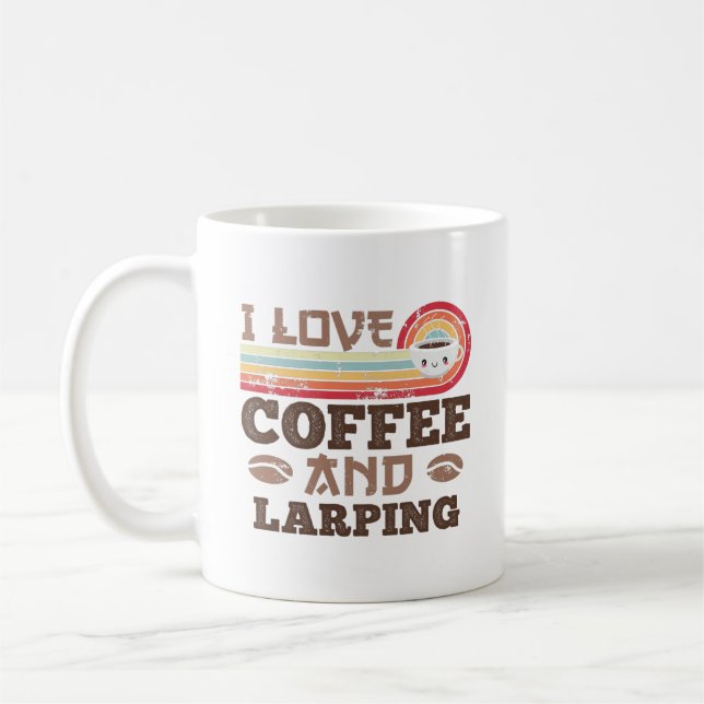 I love Coffee and Larping Retro Sunset Gift Coffee Mug (Left)