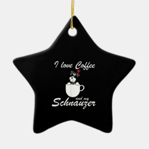 i love coffee and my schnauzer dog lovers ceramic tree decoration