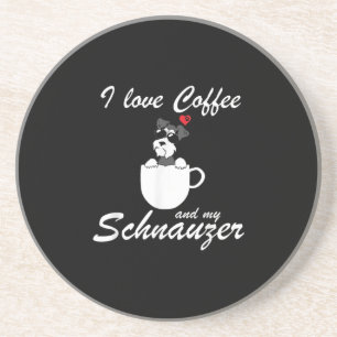 i love coffee and my schnauzer dog lovers coaster