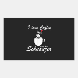 i love coffee and my schnauzer dog lovers rectangular sticker