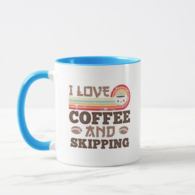 I love Coffee and Skipping Retro Sunset Gift Mug (Left)