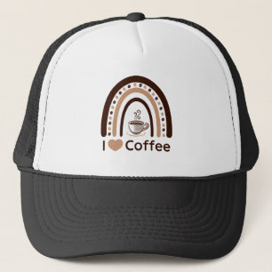 I Love Coffee Boho Rainbow Trucker Hat