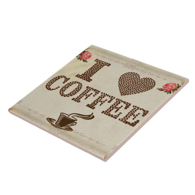 I Love Coffee Ceramic Tile (Side)