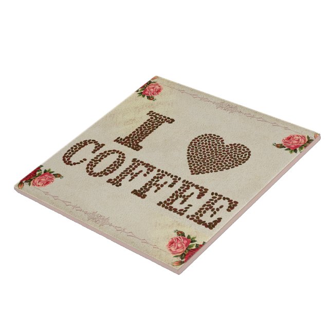 I Love Coffee Ceramic Tile (Side)