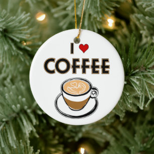 I Love Coffee Ceramic Tree Decoration