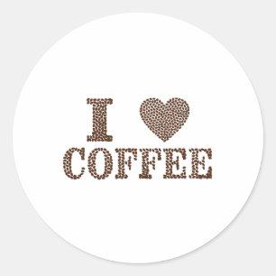 I LOVE COFFEE CLASSIC ROUND STICKER