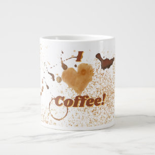 I Love Coffee, Coffee Stained  Large Coffee Mug