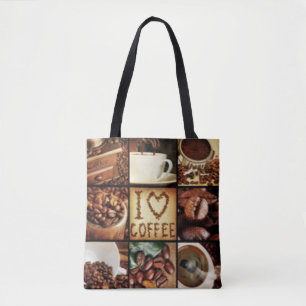 I Love Coffee Collage Tote Bag