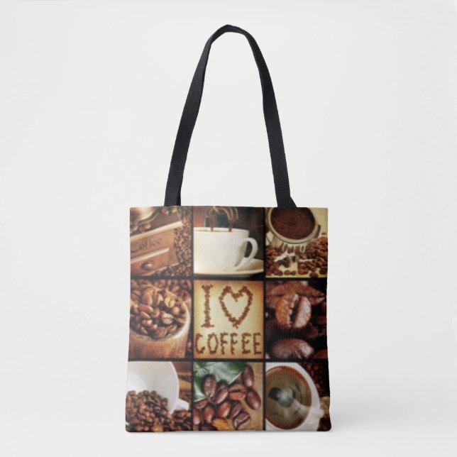 I Love Coffee Collage Tote Bag (Front)